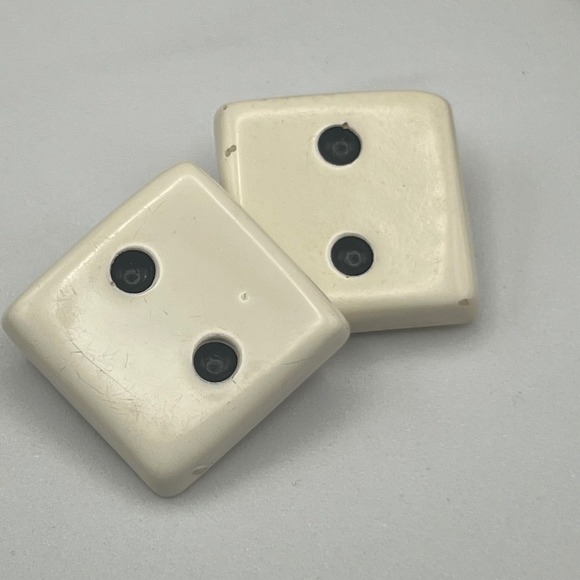 Vintage Retro Dice Inspired Clip-On Earrings – White & Black – Novelty Casino - Picture 1 of 5